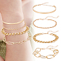4Pcs Stylish Multi-Layered Alloy Chain Bracelet Set - 4 Pieces of Creative Shiny Chains