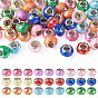50Pcs Opaque Acrylic European Beads, Large Hole Beads, with Brass Cores, Rondelle, AB Color Plated, Faceted, Platinum