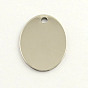 201 Stainless Steel Pendants, Oval Stamping Blank Tag, 24x17x1mm, Hole: 3mm