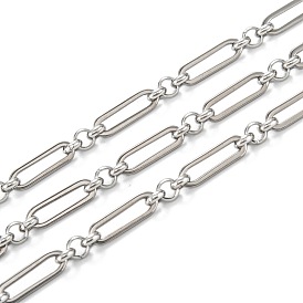 Handmade 304 Stainless Steel Link Chains, with Paperclip Chains, Unwelded, with Spool