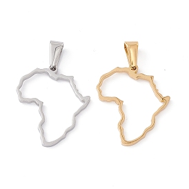 304 Stainless Steel Pendants, Laser Cut, Hollow, Africa Map Charms