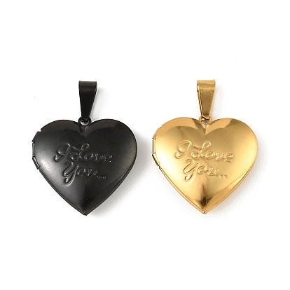 316 подвески из нержавеющей стали Locket, с 304 защелкивающимися дужками из нержавеющей стали, подвесками-рамками для фотографий из нержавеющей стали, ионное покрытие (ip), сердце со словами-подвесками