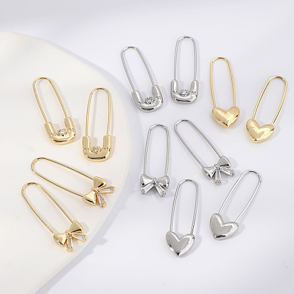 Модные серьги-кольца из латуни в форме броши