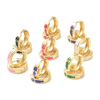Pendientes de aro de latón esmaltado, real 18 k chapado en oro, anillo con espina de pescado, sin plomo y cadmio