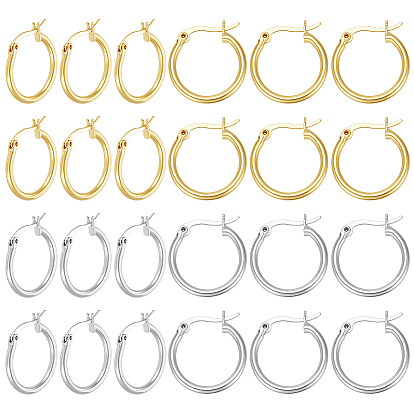12 пары 2 цвета латунные серьги-кольца, долговечный, стойки покрытие, без свинца и без кадмия