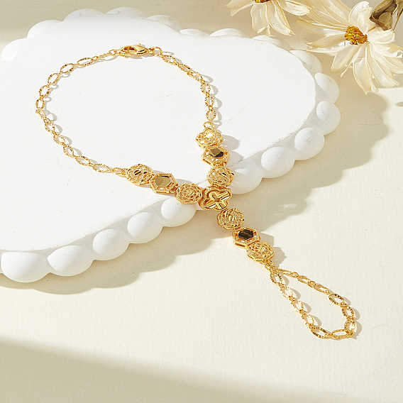 Винтажные этнические латунные браслеты-варежки в форме шестиугольников с цветами для женщин.