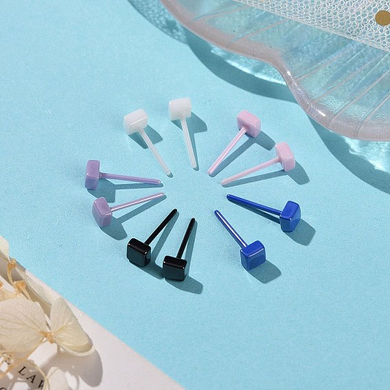 Гипоаллергенные серьги-гвоздики из биокерамики с цирконием и квадратной керамикой, не выцветает и не содержит никеля