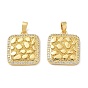 Brass Micro Pave Clear Cubic Zirconia Pendants, Textured Square Charms