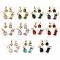 4Pcs 4 Styles 304 Stainless Steel & Glass Pendants, Star & Flat Round & Teardrop & Rectangle, with Jump Ring, Faceted, Ion Plating(IP), Long-Lasting Plated