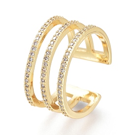 Латунные кольца из манжеты с прозрачным цирконием, открытые кольца, широкая полоса кольца, долговечный