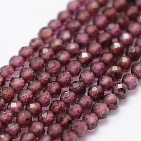 Natural Garnet Beads Strands, Faceted, Round