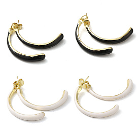 Alloy Enamel Stud Earrings, Light Gold Tone Front Back Stud Earrings for Women