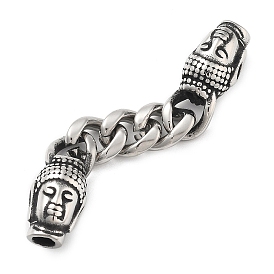 304 подвески-цепочки в виде головы Будды из нержавеющей стали, для изготовления кожаных браслетов