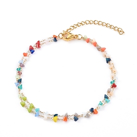 Glass Beaded Multi-strand Bracelet, with 304 Stainless Steel Lobster Claw Clasps, Faceted, Triangle, Colorful