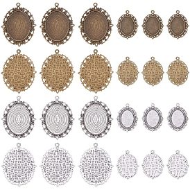 Alloy Pendant Cabochon Settings Kits, Oval