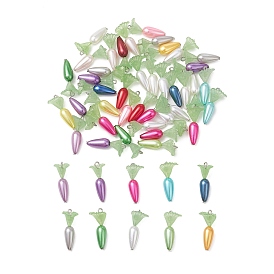 50Pendentifs en acrylique, verre et plastique ABS imitation perle, charmes de carotte, accessoires en fer