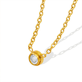Minimalist Four-Claw Mini Single Diamond Pendant Necklace for Women