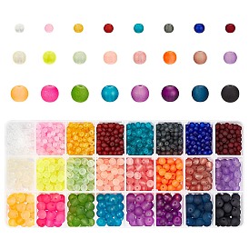 Transparent Glass Beads, for Beading Jewelry Making, Frosted, Round