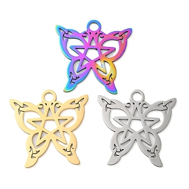 304 Stainless Steel Pendants, Butterfly with Star Charms
