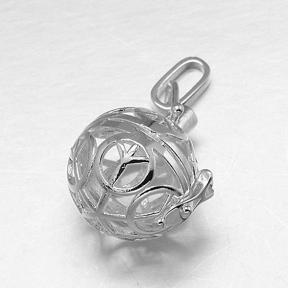 Полые латунные круглые подвески, для ожерелья, без кадмия, без никеля и без свинца, 26.5x24 мм, отверстие : 3x8 мм