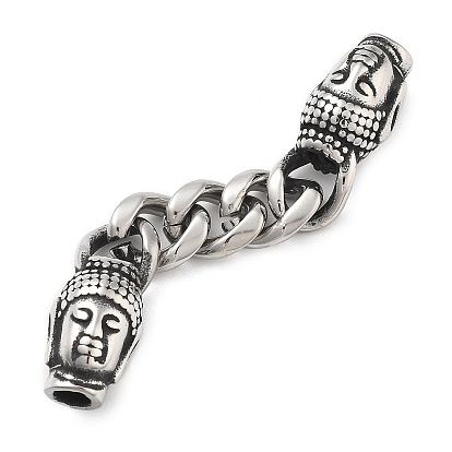 304 подвески-цепочки в виде головы Будды из нержавеющей стали, для изготовления кожаных браслетов