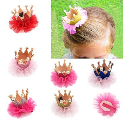 Pinzas para el cabello de cocodrilo de encaje, Con clips de cocodrilo de hierro, corona