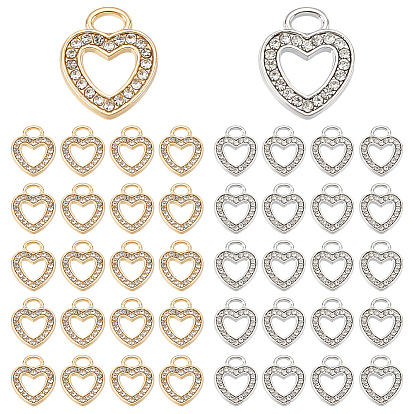60 шт. 2 цветные подвески со стразами, с реечными выводами из сплава, без никеля , выдолбить сердечные прелести
