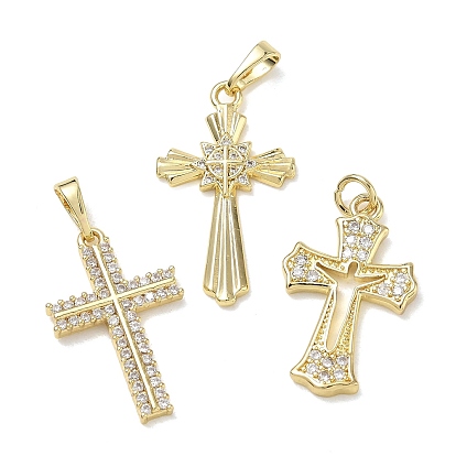 Brass with Crystal Rhinestone Pendants, Cross Charms
