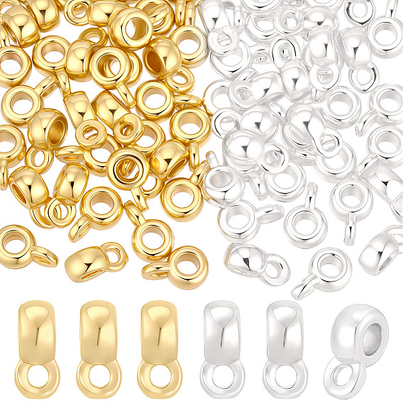 80Pcs 2 Colors Brass Tube Bails, Loop Bails, Cadmium Free & Lead Free, Barrel