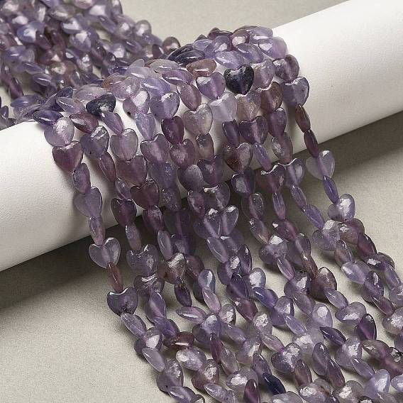 Натуральный лепидолит / пурпурный слюдяный камень бисер пряди, сердце