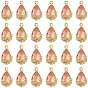 Transparent Glass Pendants, for DIY Jewelry Making, with Brass Findings, Faceted, Teardrop with Flower, Light Gold