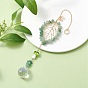 Gemstone with Glass and Lampwork Pendant Decorations, With Alloy Finding, Leaf