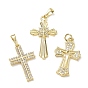 Brass with Crystal Rhinestone Pendants, Cross Charms