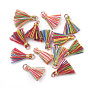 Polycotton(Polyester Cotton) Tassel Pendant Decorations, Mini Tassel, with Iron Findings and Metallic Cord