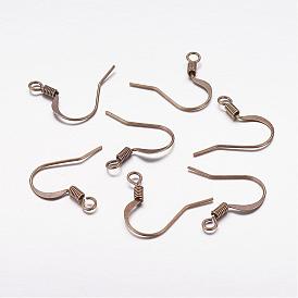 Brass French Earring Hooks, with Horizontal Loop, Flat Earring Hooks, 15mm wide, 22 Gauge, Pin: 0.6mm, Hole: 1mm