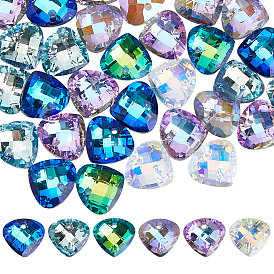48Pcs Electroplated Glass Pendants, Teardrop Charms, Back Plated, Faceted
