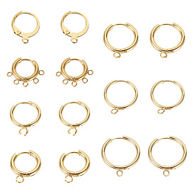 14 шт. 7 стилей 201/316 фурнитура для сережек-колец из нержавеющей стали, с горизонтальной петлей и 316 штифтами из хирургической нержавеющей стали