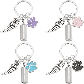 Брелки с подвесками в виде капсул из легированной эмали и отпечатком собачьей лапы из нержавеющей стали, с разъемными брелоками и подвеской-крылом, для украшения сумки для ключей от машины
