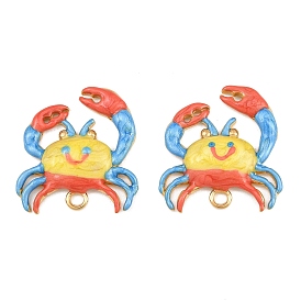 304 Stainless Steel Enamel Pendants, Crab Charms, Ion Plating(IP)