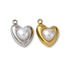 304 прелести нержавеющей стали, сердце, с абс пластмассовой имитационной жемчужиной