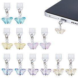 12шт 6 стиль пластиковые мобильные пылезащитные заглушки, с подвесками-бабочками в технике лэмпворк