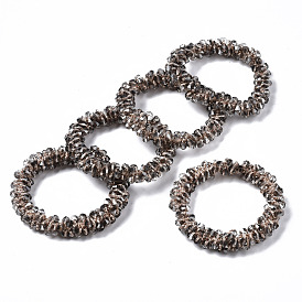 Bracelets extensibles en perles de verre transparentes à facettes, perle plaquée lustre, Toupie