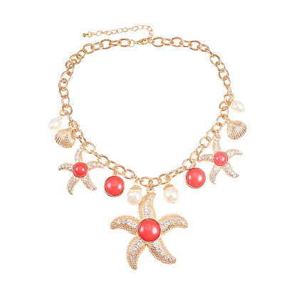 PandaHall Elite Alloy Pendant Necklaces, with Acrylic Pearl, Rhinestone and Jewelry Cardboard Box