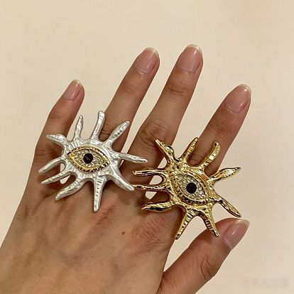 Сплав горный хрусталь палец кольца, сглаз с солнцем, широкая полоса кольца, струя