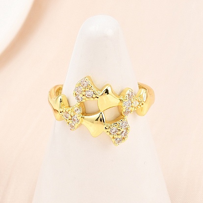 Регулируемые кольца для женщин с микропаве из латуни и кубическими цирконами, долговечный, стойки покрытие