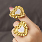 316 Anillos abiertos para brazalete de acero inoxidable y concha natural, corazón