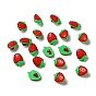 Acrylic Strawberry Shank Buttons, 1-Hole, Dyed, 15x11x3.5mm, Hole: 3mm