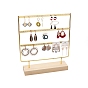 Three Layer Iron Earring Display, Jewelry Display Rack, with Wood Findings Foundation