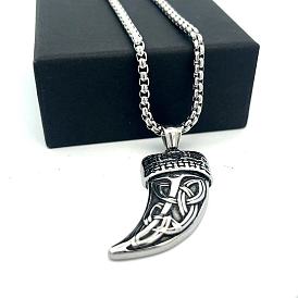 304 Кулоны в форме тигрового зуба из нержавеющей стали в стиле панк для мужчин и женщин, не тускнеет