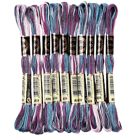 10 мотки 6-слойная полиэфирная нить для вышивания, нитки для вышивки крестом, сегмент окрашенный